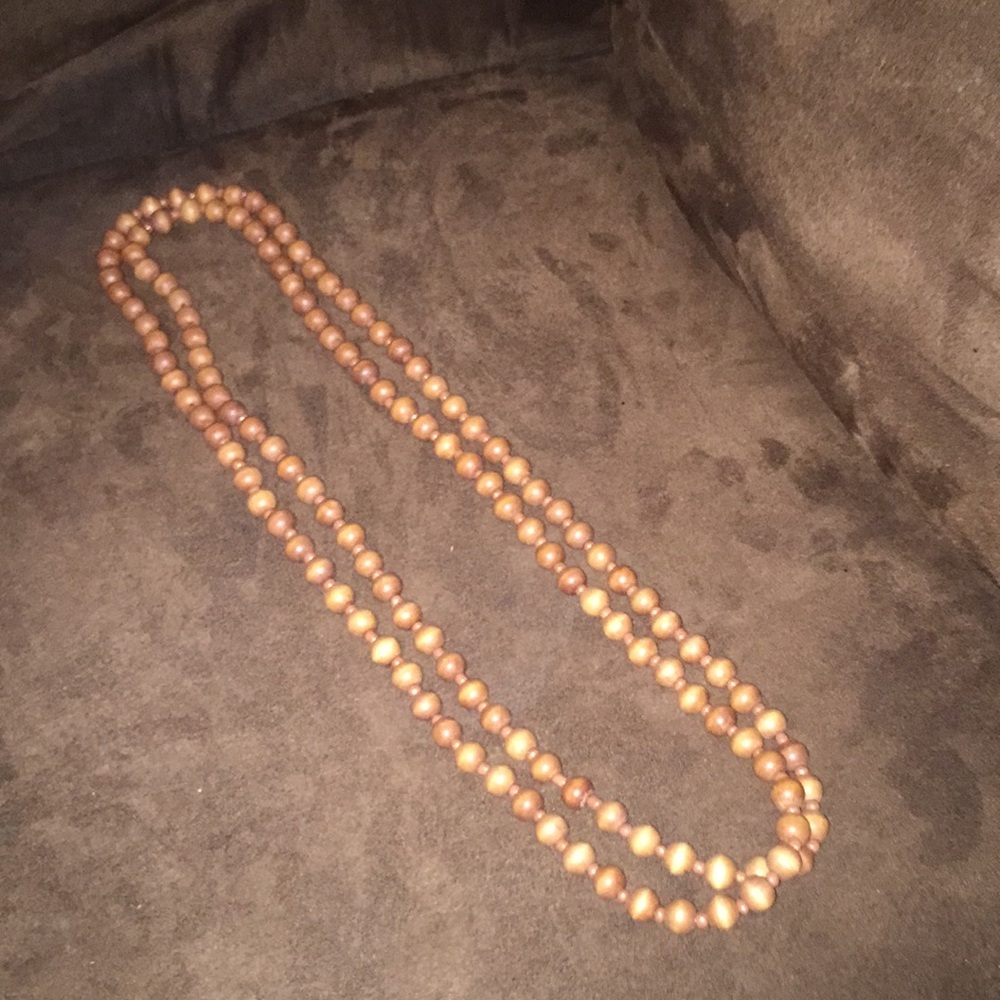 Boutique wood beaded long necklace